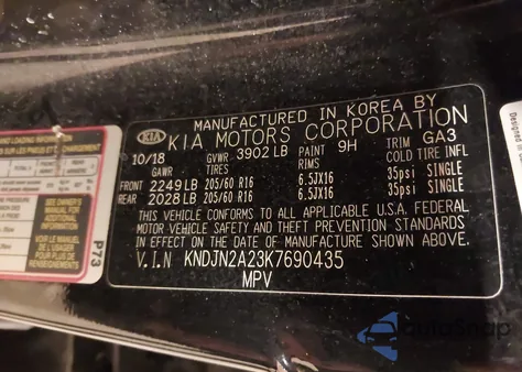 2019 Kia Soul z USA, uszkodzony, nr VIN KNDJN2A23K7690435